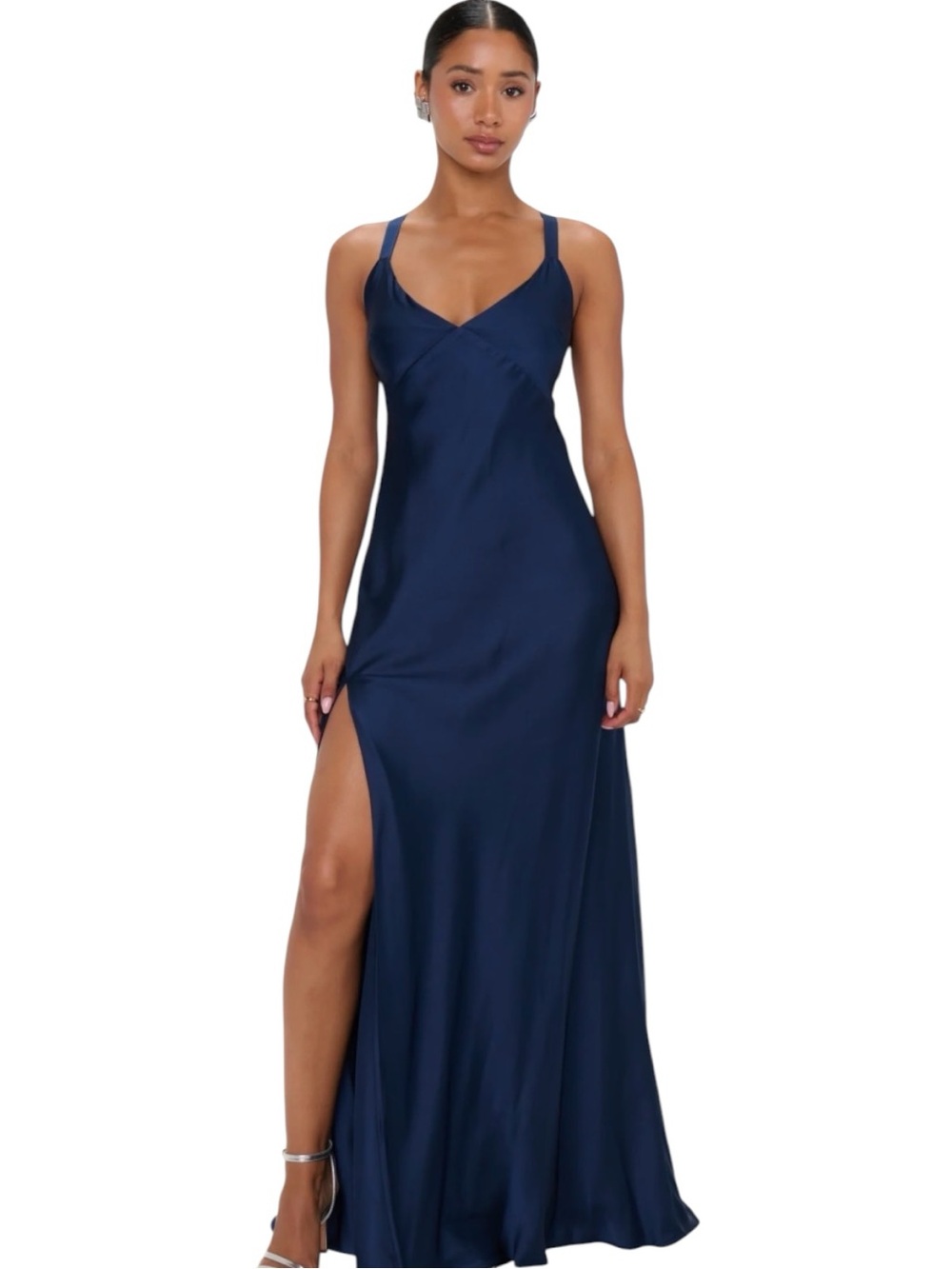 Show Me Your Mumu Anderson Maxi Dress Womens XXL Midnight Navy Blue Satin